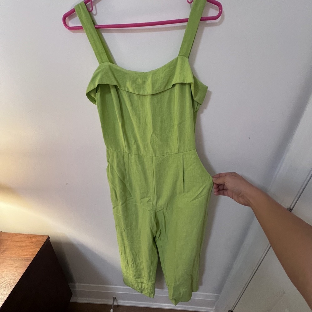 Birds of North America Sandgrouse Jumpsuit Women's 6 Lime Green Ruffle Pockets